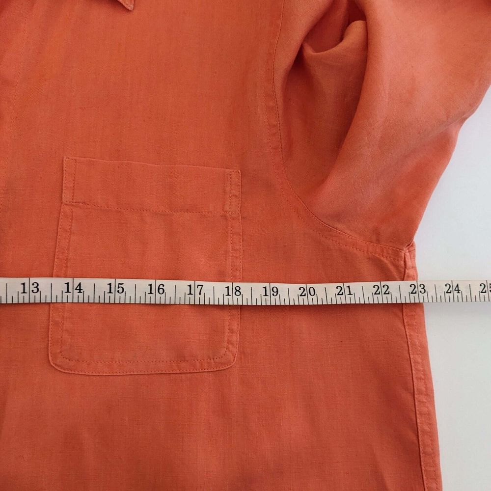 Evan- Picone Size L Orange 100% Linen Button Fron… - image 8
